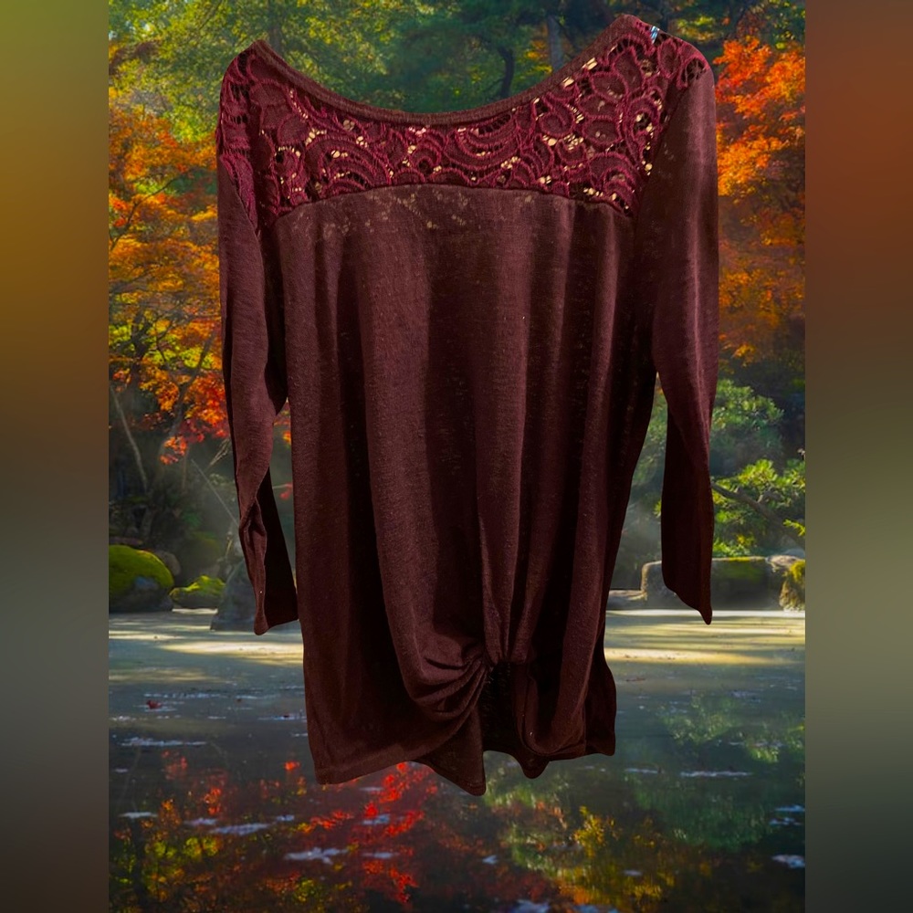 SJS - Women’s burgundy 3QSlv top | XL